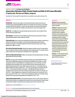 Association Between Daily Alcohol Intake and Risk of All-Cause Mortality